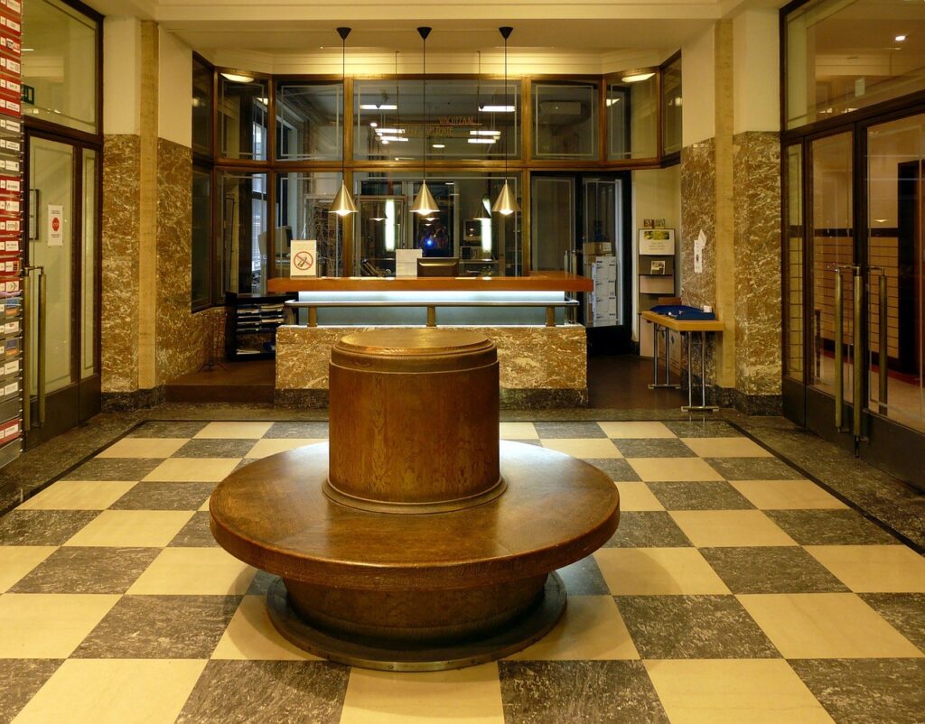 Clean floor and reception of a office