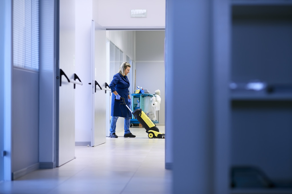 commercial floor cleaning at a healthcare facility